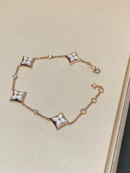 [Amore Jewels]STAR 4 MOTIF MOP DIAMOND PINK GOLD BRACELET