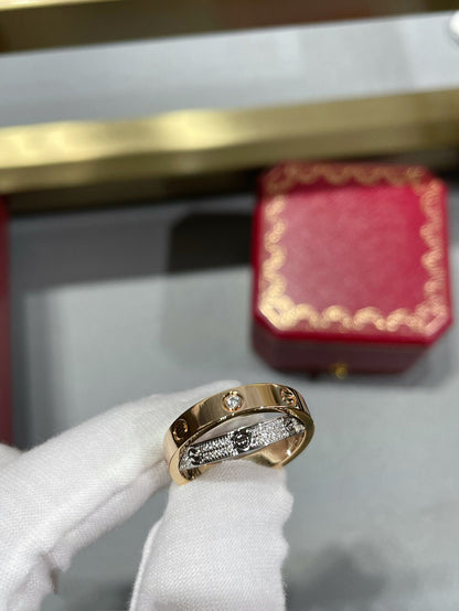 [Amore Jewels]LOVE PINK GOLD SILVER DIAMOND DOUBLE RING