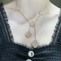 [Amore Jewels]CLOVER 6 MOTIF DIAMOND PAVED NECKLACE
