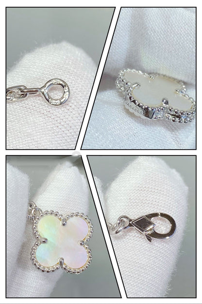 [Amore Jewels]CLOVER 5 MOTIF WHITE MOP SILVER BRACELET
