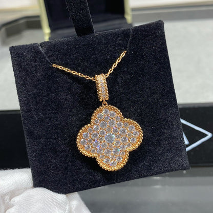 [Amore Jewels]CLOVER 25MM LARGE PEDANT DIAMOND PAVED LONG NECKLACE