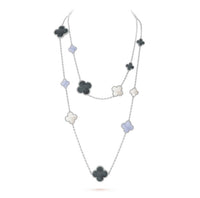 [Amore Jewels]CLOVER 16 MOTIF CHALCEDONY MOP SILVER NECKLACE