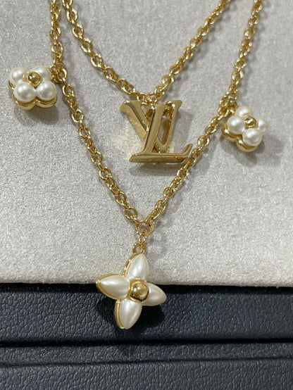 [Amore Jewels]FLOWERGRAM GOLD MOP DOUBLE ROW NECKLACE