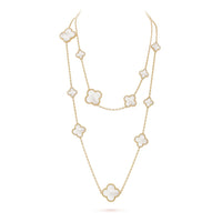 [Amore Jewels]CLOVER 16 MOTIF WHITE MOP GOLD NECKLACE