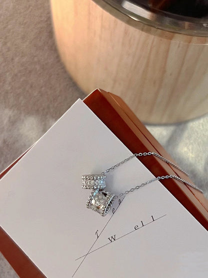 [Amore Jewels]PERLEE DOUBLE PENDANT SILVER DIAMOND NECKLACE