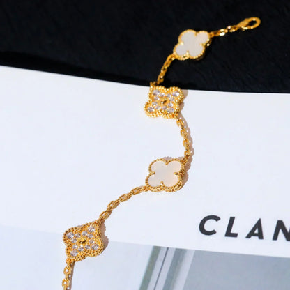 [Amore Jewels]CLOVER WHITE PEARL MOP 5 MOTIF BRACELET COLLECTION
