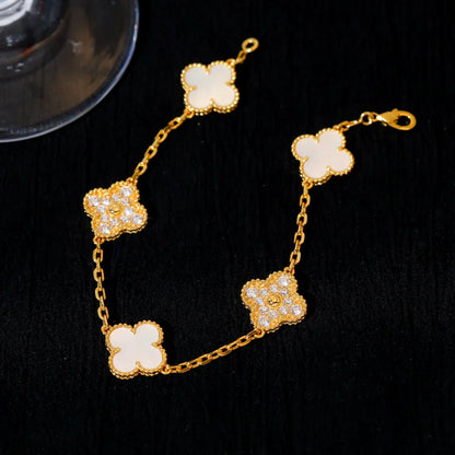 [Amore Jewels]CLOVER WHITE PEARL MOP 5 MOTIF BRACELET COLLECTION