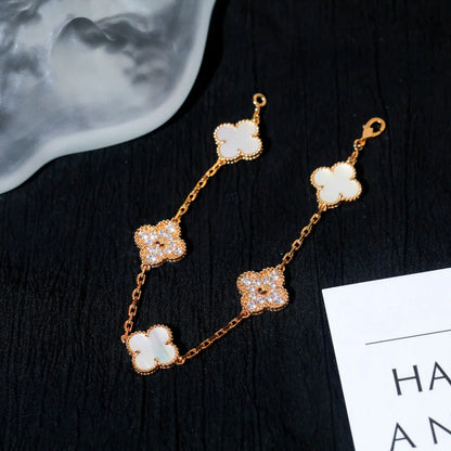 [Amore Jewels]CLOVER WHITE PEARL MOP 5 MOTIF BRACELET COLLECTION
