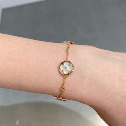 [Amore Jewels]STAR AND SUN 4 MOTIF WHITE MOP PINK GOLD BRACELET
