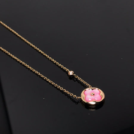 [Amore Jewels]COLOR BLOSSOM PINK MOP SUN GOLD NECKLACE