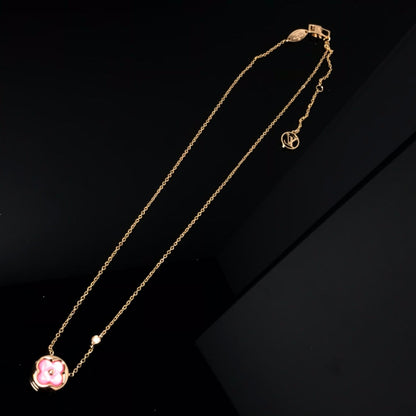 [Amore Jewels]COLOR BLOSSOM PINK MOP SUN GOLD NECKLACE