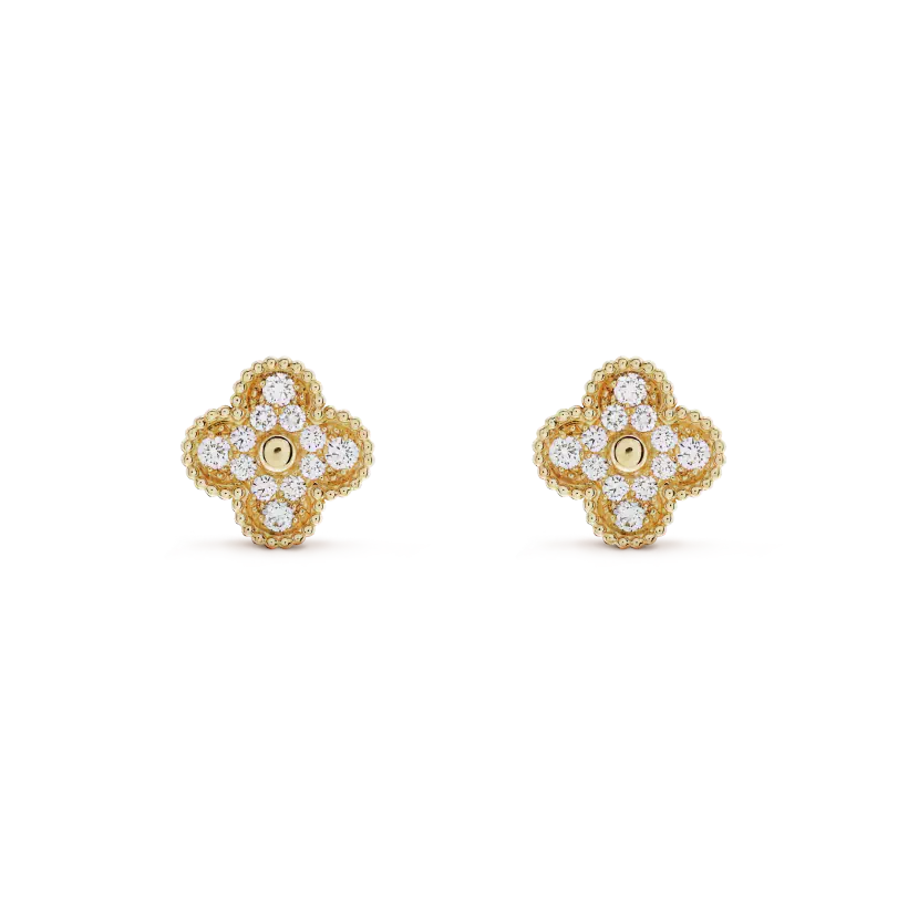 [Amore Jewels]CLOVER MEDIUM 1 MOTIFS FUll DIAMOND EARRINGS