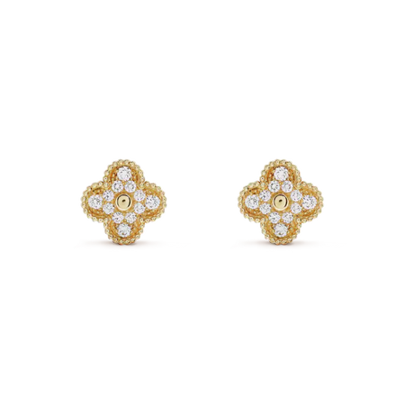 [Amore Jewels]CLOVER MEDIUM 1 MOTIFS FUll DIAMOND EARRINGS