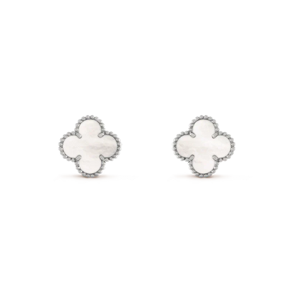 [Amore Jewels]CLOVER MEDIUM 1 MOTIFS  WHITE MOP EARRINGS SILVER