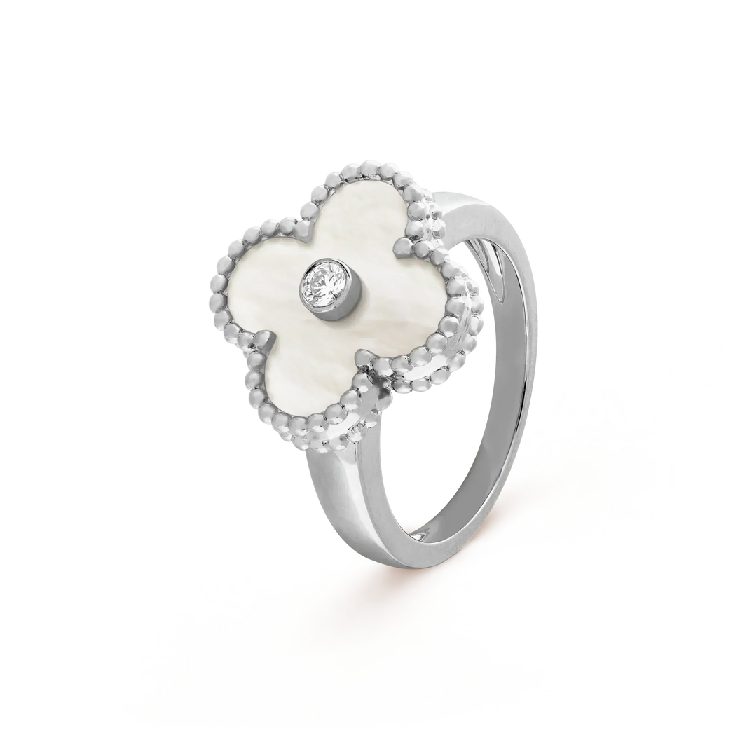 [Amore Jewels]CLOVER SILVER MOP DIAMOND RING