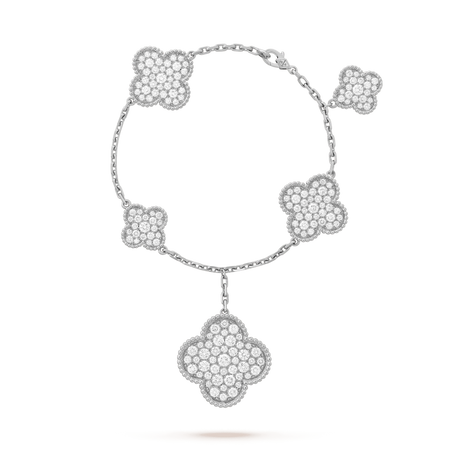 [Amore Jewels]CLOVER 6 MOTIFS SILVER DIAMOND BRACELET