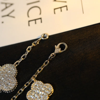 [Amore Jewels]CLOVER BRACELET 5 MOTIF SILVER DIAMOND PAVED