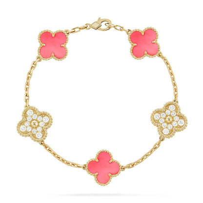 [Amore Jewels] CLOVER 5 MOTIFS  PINK MOP BRACELET COLLECTION