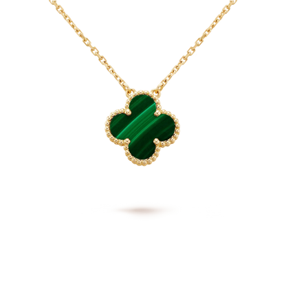 [Amore Jewels]CLOVER 15MM MALACHITE SINGLE FLOWER  NECKLACE