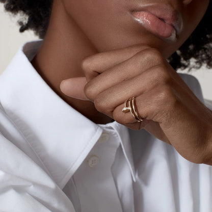 [Amore Jewels]JUSTE RING 4.8MM HALF DIAMOND