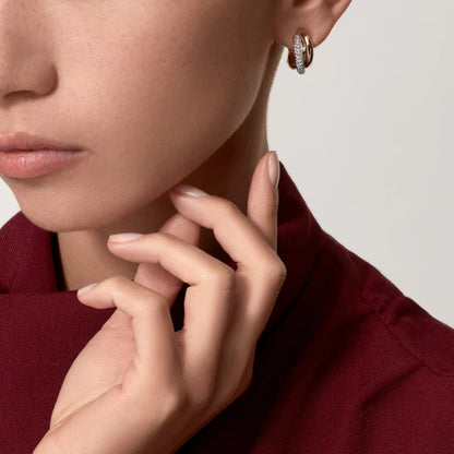 [Amore Jewels]TRINITY HALF DIAMOND  CLASSIC EARRINGS