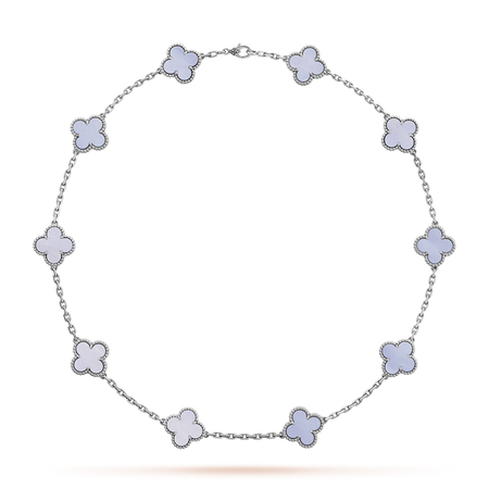 [Amore Jewels]CLOVER 10 MOTIFS BLUE CHALCEDONY NECKLACE