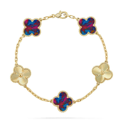 [Amore Jewels]CLOVER 5 MOTIF COLOR GEMSTONES BRACELET COLLECTION