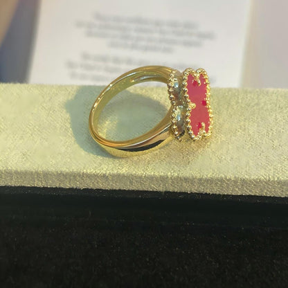 [Amore Jewels]NEW CLOVER PINK ENAMEL RINGS