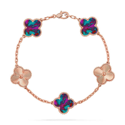 [Amore Jewels]CLOVER 5 MOTIF COLOR GEMSTONES BRACELET COLLECTION