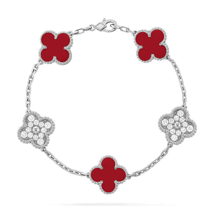 [Amore Jewels] CLOVER 5 MOTIF RED CORNELIAN BRACELET COLLECTION