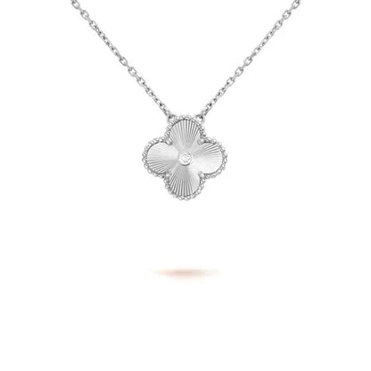 [Amore Jewels]CLOVER  15MM DIAMOND LASER NECKLACE SILVER