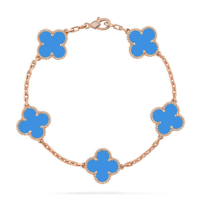 [Amore Jewels] CLOVER 5 MOTIF BLUE AGATE BRACELET COLLECTION