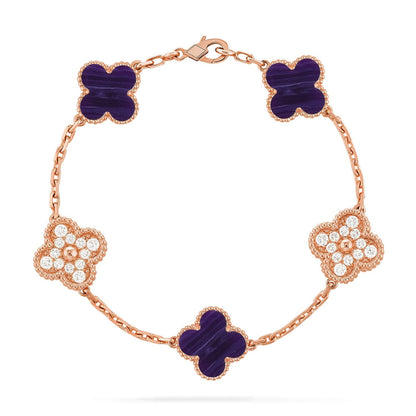 [Amore Jewels]CLOVER 5 MOTIF PURPLE STRIPES BRACELET COLLECTION