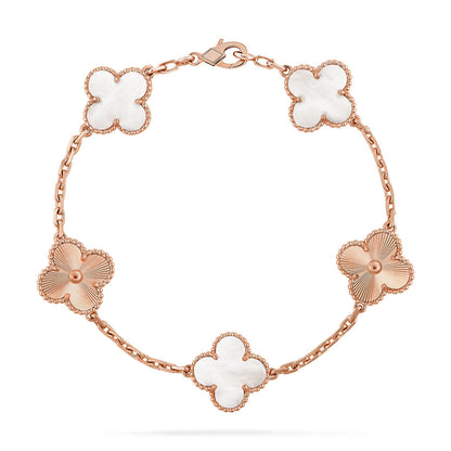 [Amore Jewels]CLOVER WHITE PEARL MOP 5 MOTIF BRACELET COLLECTION