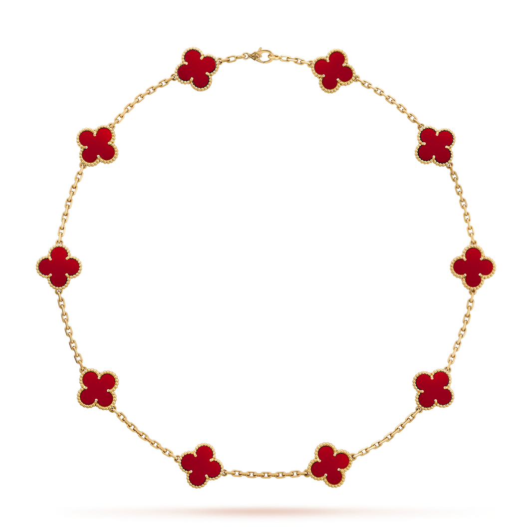 [Amore Jewels]CLOVER 10 MOTIFS CARNELIAN NECKLACE