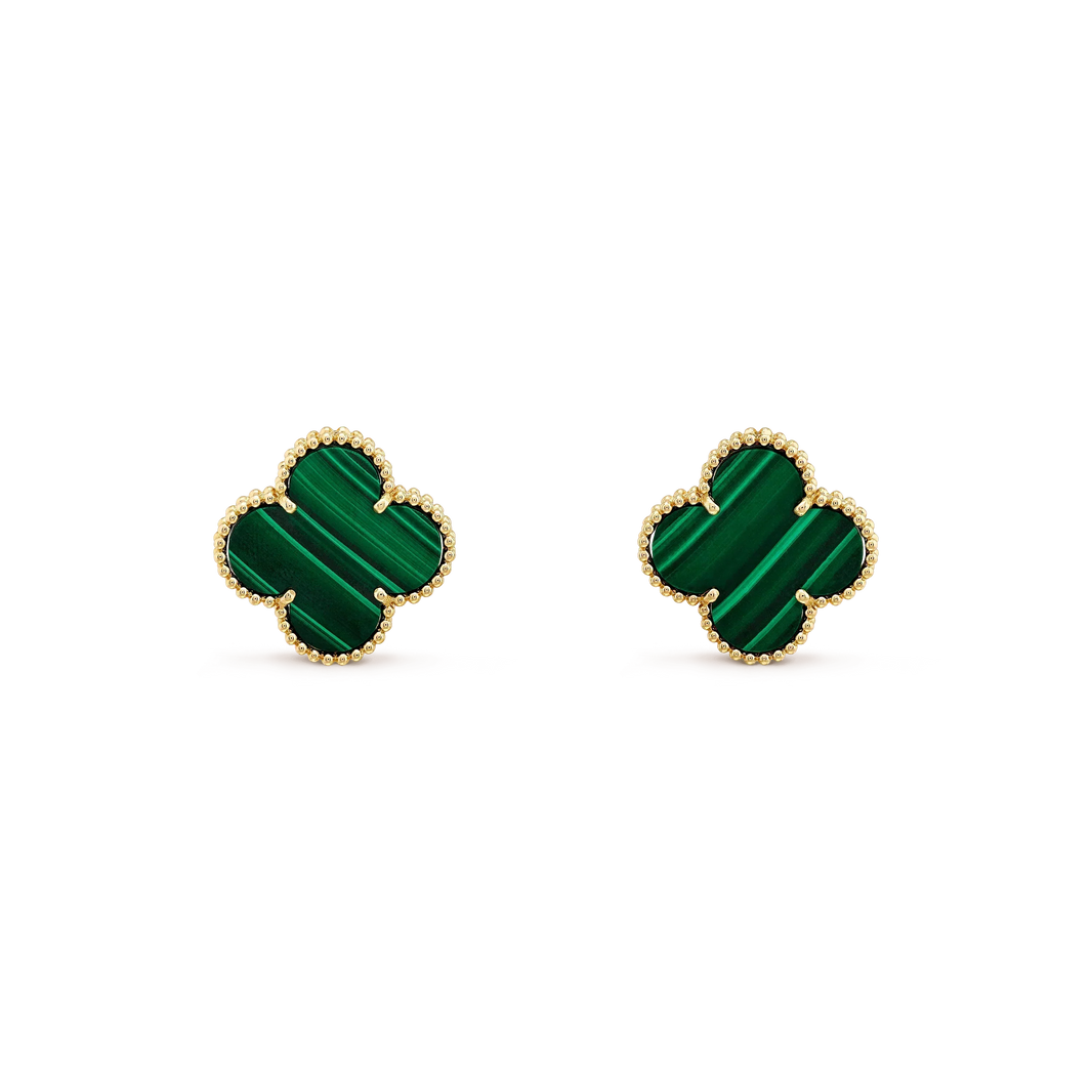 [Amore Jewels]CLOVER MINI 9.5MM MALACHITE  EARRINGS