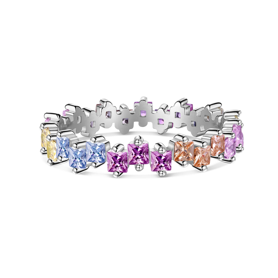 [Amore Jewels]Mixed Colorful Square Staggered Rings