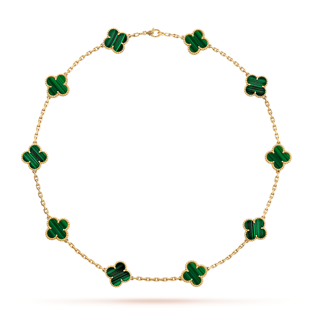 [Amore Jewels]CLOVER 10 MOTIFS MALACHITE NECKLACE