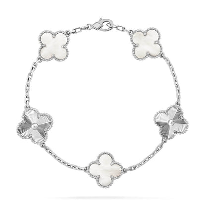 [Amore Jewels]CLOVER WHITE PEARL MOP 5 MOTIF BRACELET COLLECTION