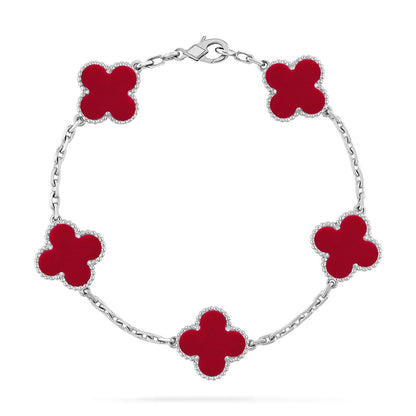 [Amore Jewels] CLOVER 5 MOTIF RED CORNELIAN BRACELET COLLECTION