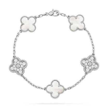 [Amore Jewels]CLOVER WHITE PEARL MOP 5 MOTIF BRACELET COLLECTION