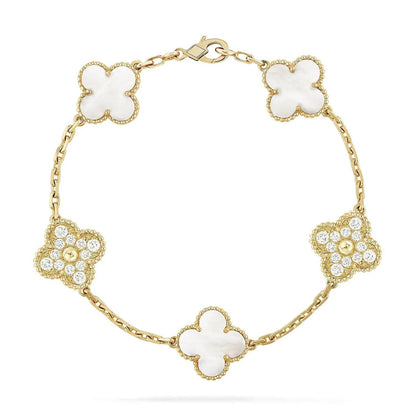 [Amore Jewels]CLOVER WHITE PEARL MOP 5 MOTIF BRACELET COLLECTION