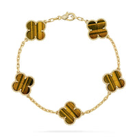 [Amore Jewels] CLOVER 5 MOTIFS TIGER EYE BRACELET COLLECTION