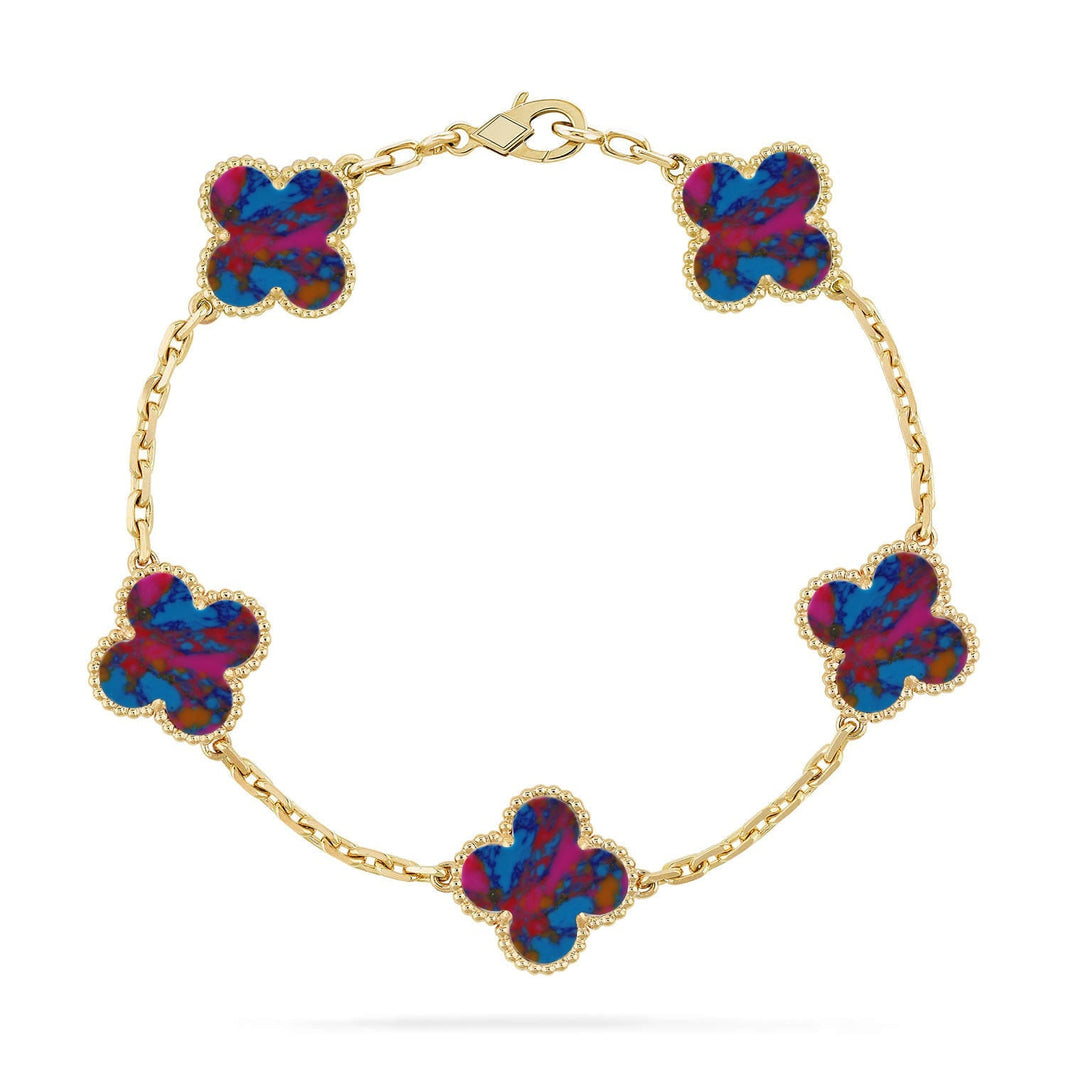 [Amore Jewels]CLOVER 5 MOTIF COLOR GEMSTONES BRACELET COLLECTION