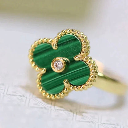 [Amore Jewels]CLOVER MALACHITE RING GOLD DIAMOND