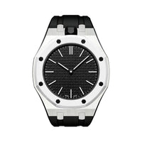 Oak Pop Black Steel Silicone Strap