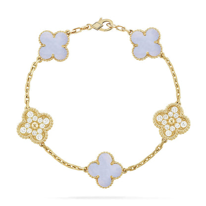 [Amore Jewels] CLOVER 5 MOTIF PURPLE CHALCEDONY BRACELET COLLECTION