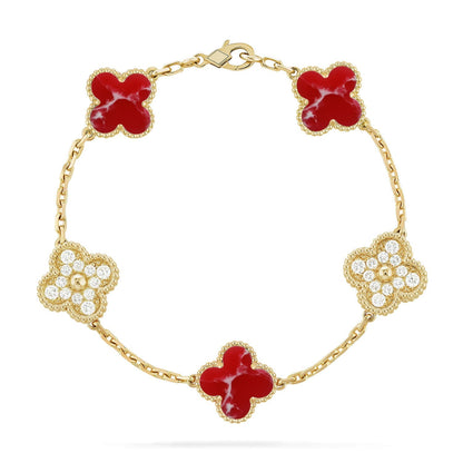[Amore Jewels]CLOVER 5 MOTIF RED PATTERN BRACELET COLLECTION