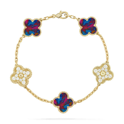 [Amore Jewels]CLOVER 5 MOTIF COLOR GEMSTONES BRACELET COLLECTION