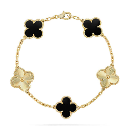 [Amore Jewels] CLOVER 5 MOTIF ONYXS BRACELET COLLECTION